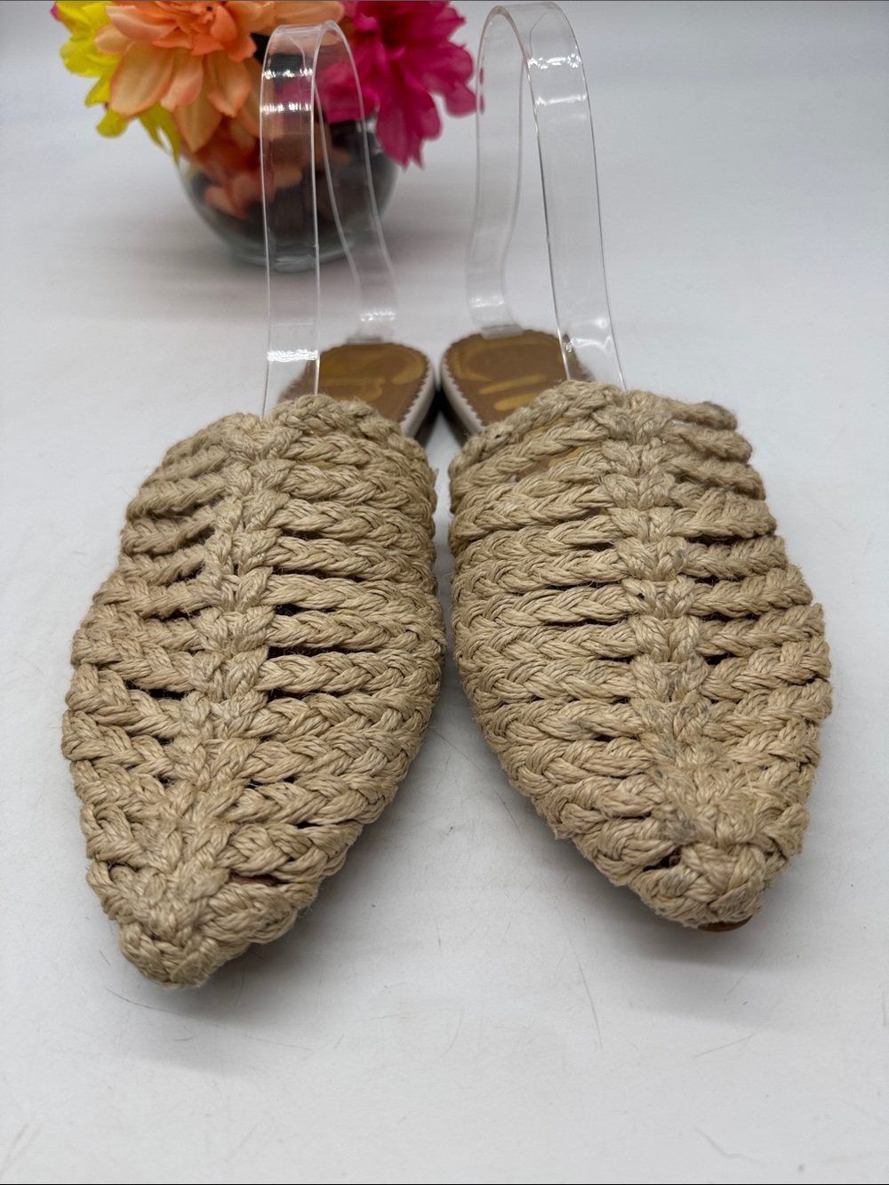 Circus by Sam Edelman Woven Slip-On Mules in Natural Beige